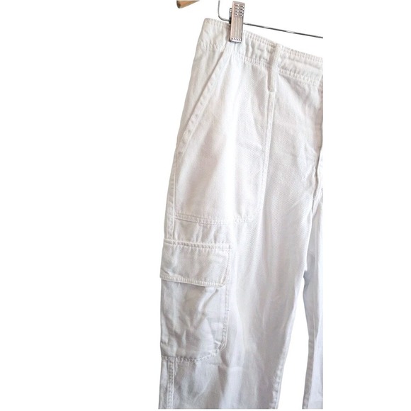 Zara TRF High Rise Straight Cargo Pants Oyster White Size 8 Preppy Nautical‎ - Picture 9 of 12